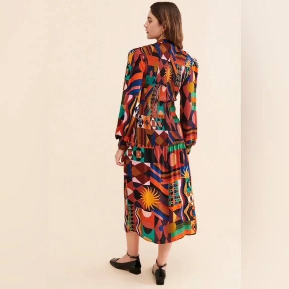 Farm Rio Tropical Smocked Midi Dress - Picture 2 of 6